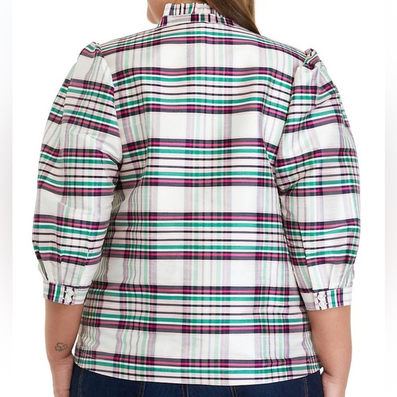 Crown & Ivy • 3/4 Sleeve Ruffle Split Neck Top - Picture 3 of 13